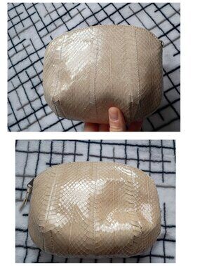 Real Snakeskin Zipper Pouch Clutch Bag w/ Care Instructions Card